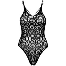 LEG AVENUE - SEAMLESS SCROLL LACE TEDDY - SCHWARZ