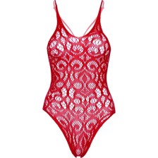 LEG AVENUE - SEAMLESS SCROLL LACE TEDDY - ROT