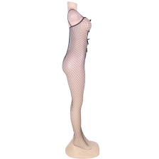 QUEEN LINGERIE - BODYSTOCKING WITH TIES IN NECKLINE S/L