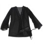 SUBBLIME - TRANSPARENT FABRIC ROBE WITH LACE DETAIL BLACK S/M