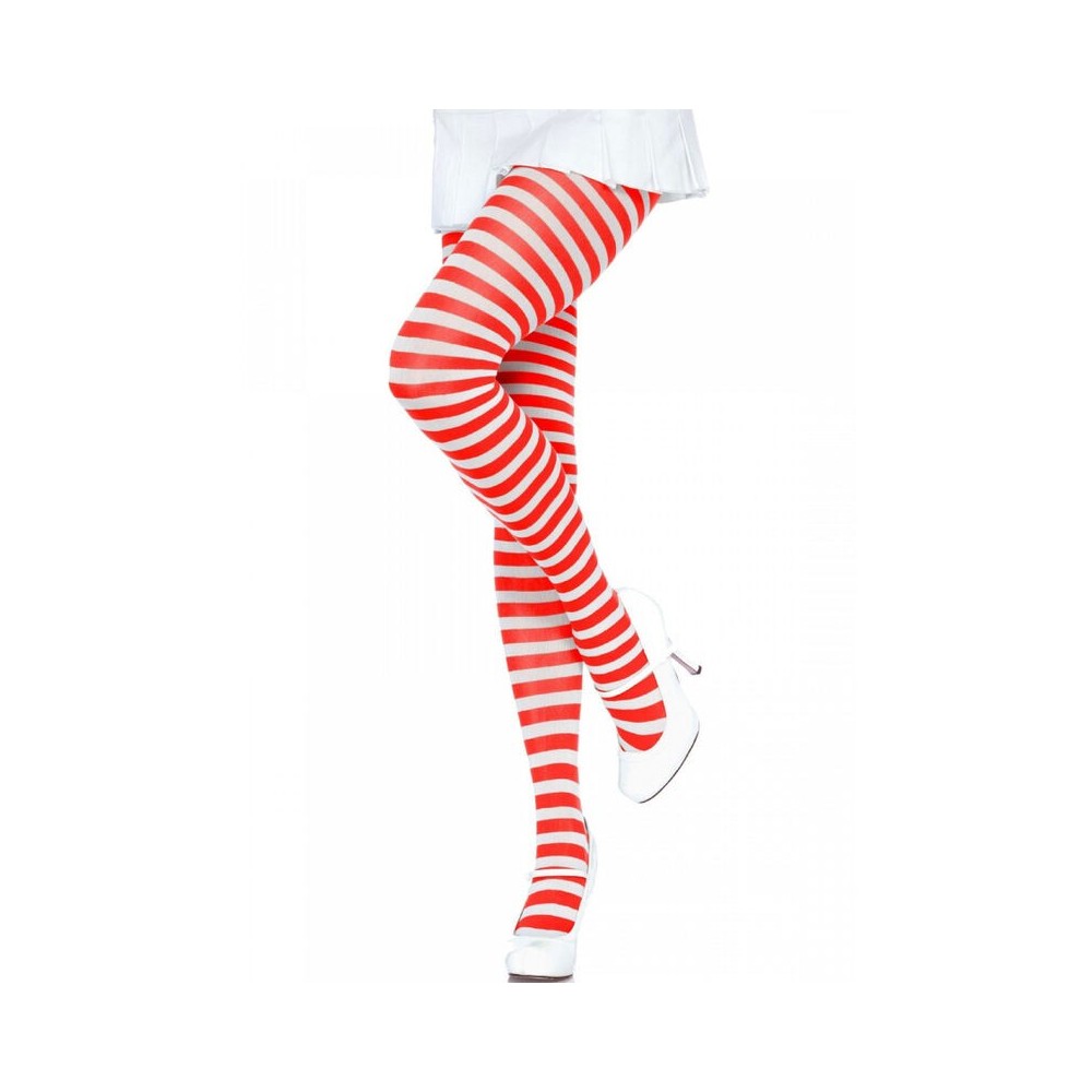 LEG AVENUE - WHITE/RED STRIPED TIGHTS