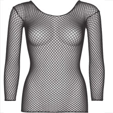 LEG AVENUE - FISHNET LONG SLEEVE T-SHIRT BLACK