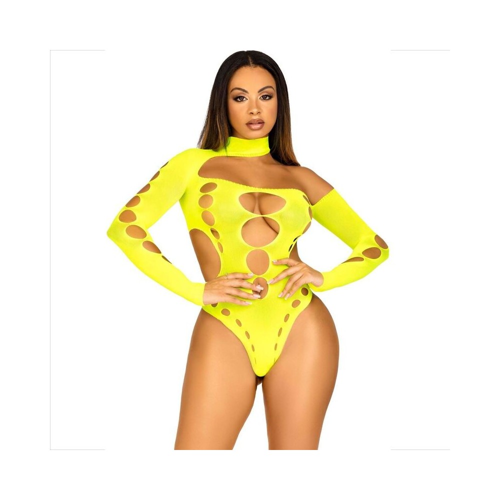 LEG AVENUE - BODYSUIT SEAMLESS WITH THONG YELLOW