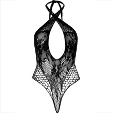 LEG AVENUE - TEDDY HALTER WITH LACE BLACK