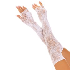 LEG AVENUE - FLORAL NETWORK FINGERLOSE HANDSCHUHE WEISS