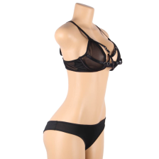 SUBBLIME - SET AUS ZWEITEILIGEM TRANSPARENZ-BH UND STREIFEN S/M