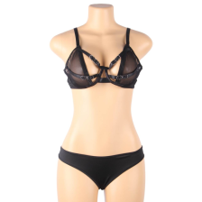 SUBBLIME - SET AUS ZWEITEILIGEM TRANSPARENZ-BH UND STREIFEN S/M