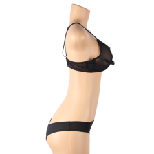 SUBBLIME - SET AUS ZWEITEILIGEM TRANSPARENZ-BH UND STREIFEN S/M