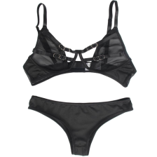 SUBBLIME - SET AUS ZWEITEILIGEM TRANSPARENZ-BH UND STREIFEN S/M