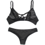 SUBBLIME - SET DUE PEZZI REGGISENO TRASPARENZA E STRISCE S/M