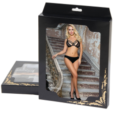 SUBBLIME - SET AUS ZWEITEILIGEM TRANSPARENZ-BH UND STREIFEN S/M