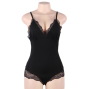 SUBBLIME - TEDDY PRETO FLORAL DETALHE DE RENDA S/M