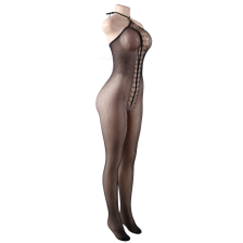 QUEEN LINGERIE - HALTER NECK BODYSTOCKING S/L