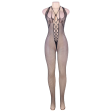 QUEEN LINGERIE - HALTER NECK E OPEN BACK BODYSTOCKING S/L