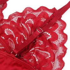 SUBBLIME - SATIN BABYDOLL MIT SPITZE ROT L/XL