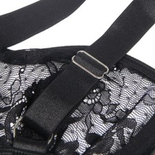 SUBBLIME - TEDDY MIT STRUMPFBAND MIT SPITZENDETAIL UND STREIFEN SCHWARZ L/XL