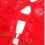 SUBBLIME - TEDDY WITH GARTER WITH LACE DETAIL AND STRIPS RED S/M