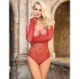 SUBBLIME - 952303 BODY LUCIDO CON SPALLE SCOPERTE MANICA LUNGA ROSSO TAGLIA UNICA