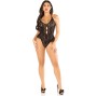 LEG AVENUE - BODY WITH BOW & RUFFLES BLACK ONE SIZE
