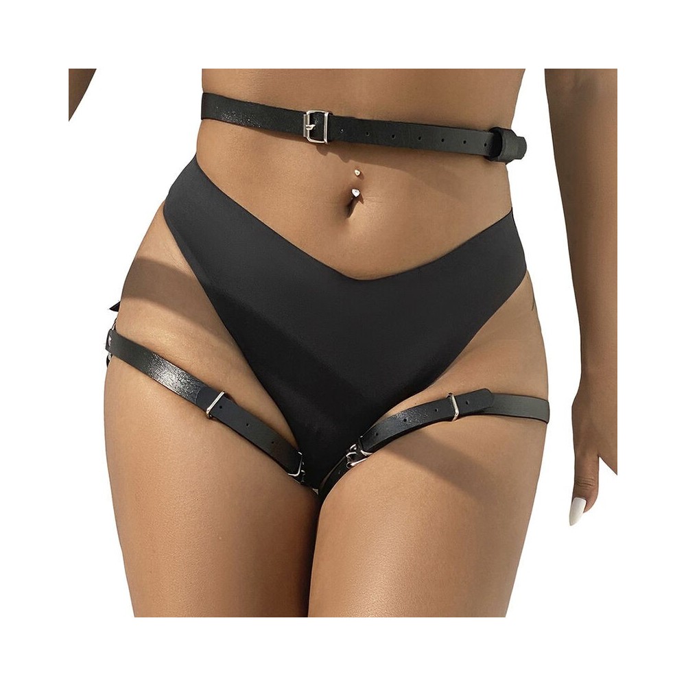 SUBBLIME - LEDER TAILLE UND BEIN HARNESS SCHWARZ EINE GRÖSSE