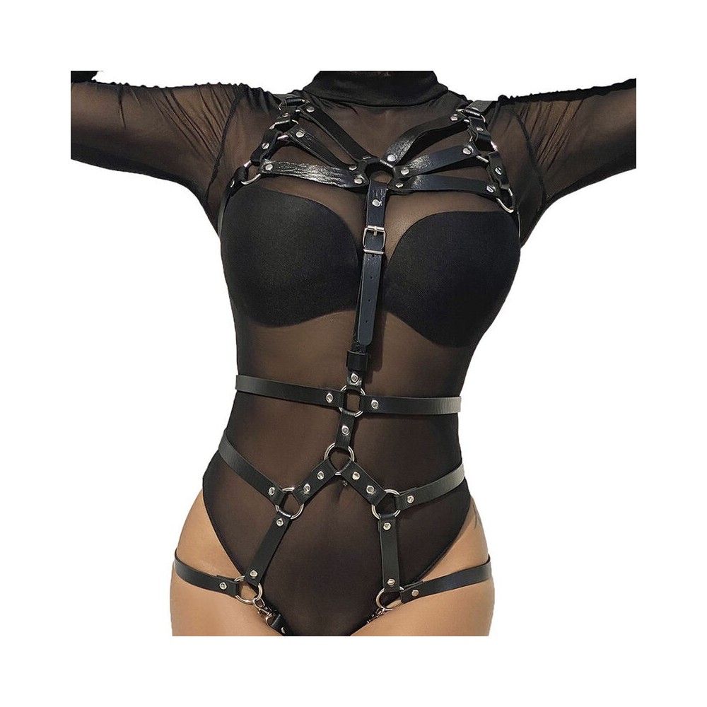 SUBBLIME - BODY HARNESS ADJUSTABLE STRAPS LEATHER BLACK ONE SIZE