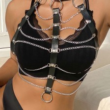 SUBBLIME - CHEST HARNESS LEATHER CHAINS BLACK ONE SIZE