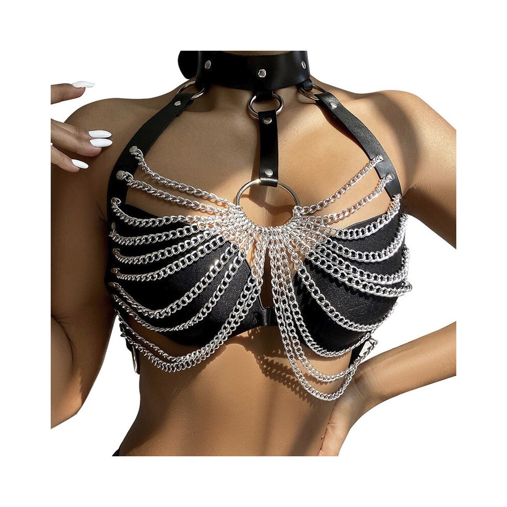 SUBBLIME - CHEST HARNESS WITH BIG RING CHAINS ONE SIZE