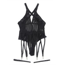 SUBBLIME - 954147 BODY MIT STRUMPFGÜRTEL SCHWARZ S/M