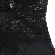 SUBBLIME - BABYDOLL TULLE FABRIC WITH LACE AND FLOWER DETAIL BLACK S/M