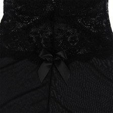 SUBBLIME - BABYDOLL TULLE FABRIC WITH LACE AND FLOWER DETAIL BLACK L/XL