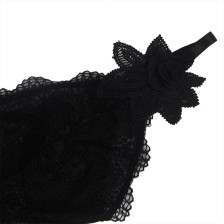 SUBBLIME - BABYDOLL TULLE FABRIC WITH LACE AND FLOWER DETAIL BLACK L/XL