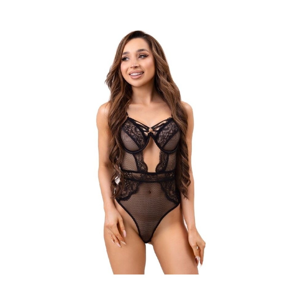 LIVCO CORSETTI FASHION - PAULA LC 20209 BODY MIT SPITZENVERZIERUNGEN SCHWARZ S/M
