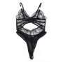 SUBBLIME - 955212 TRANSPARENT BODYSUIT WITH BLACK HOLLOW LACE S/M