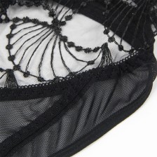 SUBBLIME - 955212 TRANSPARENT BODYSUIT WITH BLACK HOLLOW LACE S/M