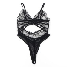 SUBBLIME - 955229 BODY TRANSPARENT AVEC DENTELLE CREUSE NOIR L/XL