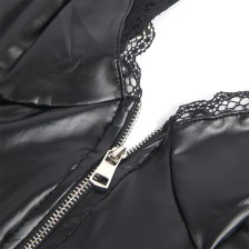 SUBBLIME - 955458 SCHWARZER LEDER-BODY MIT REISSVERSCHLUSS S/M