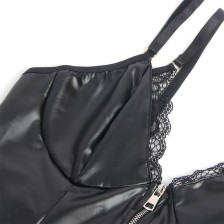SUBBLIME - 955465 BODY DE COURO PRETO COM ZÍPER L/XL