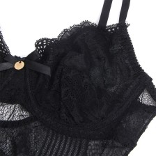 SUBBLIME - 955618 LACE BODYSUIT WITH BOTTOM CLOSURE BLACK S/M