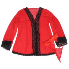 SUBBLIME - VESTAGLIA IN TESSUTO TRASPARENTE CON DETTAGLI IN PIZZO ROSSO L/XL