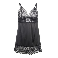 SUBBLIME - BABYDOLL MIT BLUMENPRINT AUF DER BRUST SCHWARZ S/M