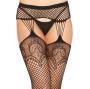 LEG AVENUE - NET STOCKINGS WITH GARTER LINES