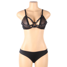 SUBBLIME - SET OF TWO PIECES TRANSPARENCY BRA AND STRIPS S/M