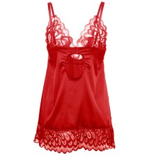 SUBBLIME - SATIN BABYDOLL WITH LACE RED S/M