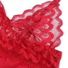 SUBBLIME - BABYDOLL EN SATIN AVEC DENTELLE ROUGE L/XL