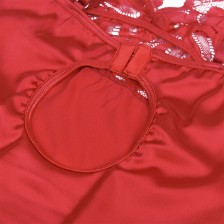 SUBBLIME - SATIN BABYDOLL MIT SPITZE ROT L/XL