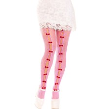 LEG AVENUE - BAS AVEC OUVERTURES COEUR & NOEUDS ROSE