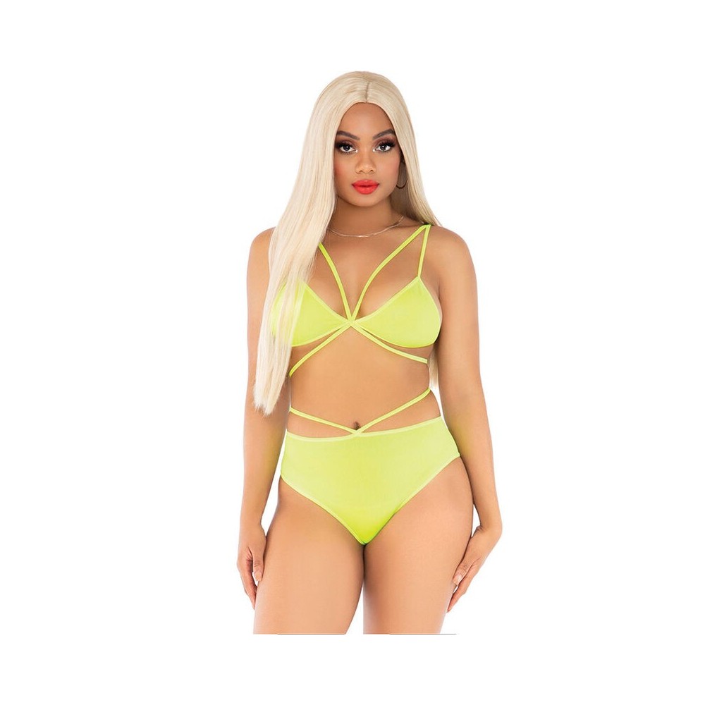 LEG AVENUE - TOP & PANTIES YELLOW WITH STRAPS