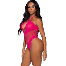 LEG AVENUE - OPEN & CROSSED NECKLINE BODYSUIT FUCHSIA