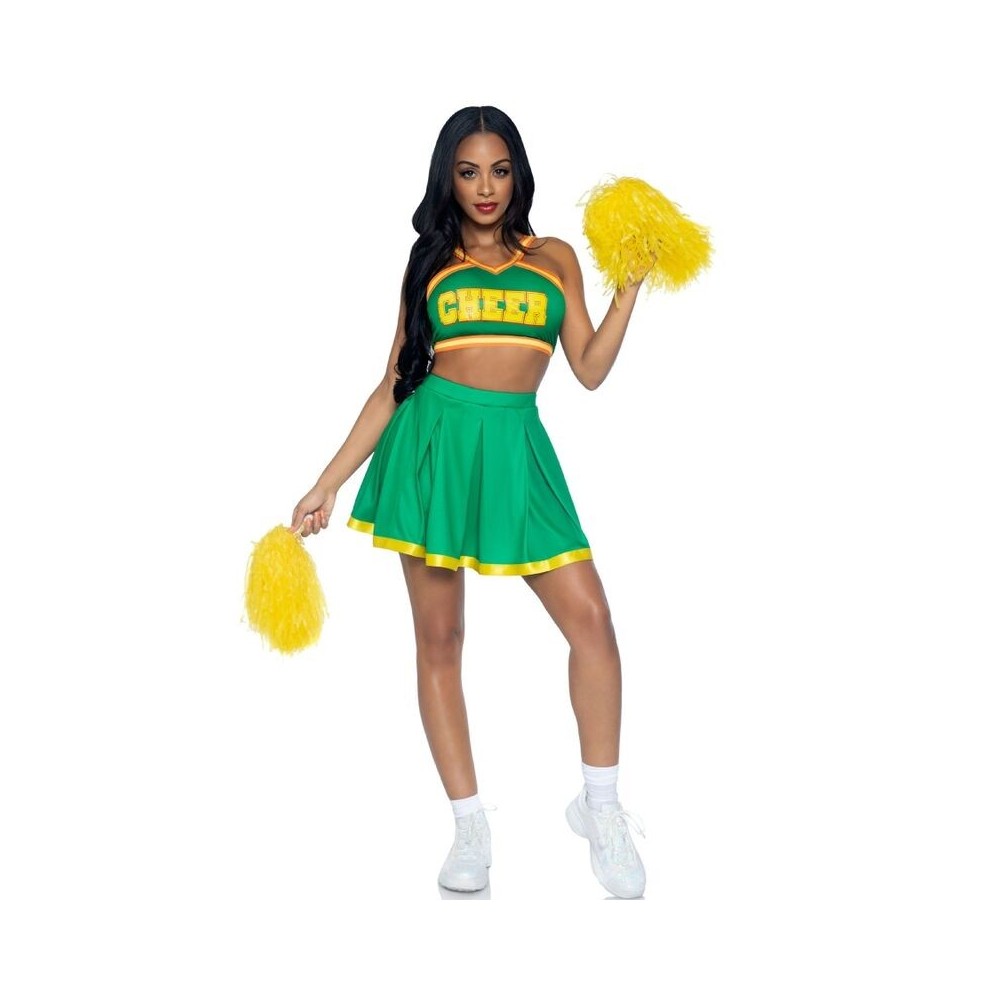 LEG AVENUE - COSTUME CHEERLEADER GREEN S/M