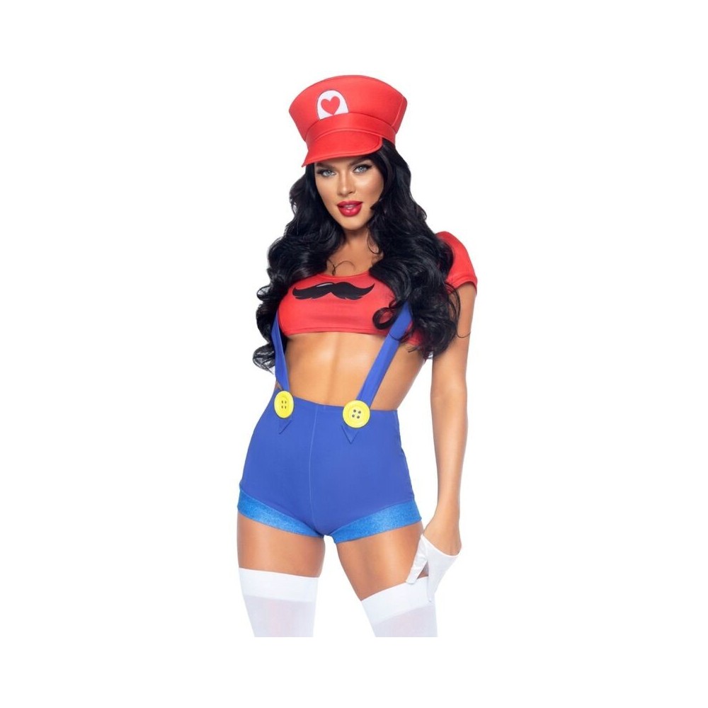 LEG AVENUE - COSTUME SEXY MARIO BROS ROSSO/BLU S